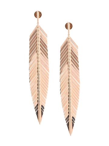 Cadar 18kt Rose Gold Large Feather Drop Earrings