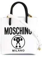 Moschino Double Question Mark Print Tote, Women's, White, Leather