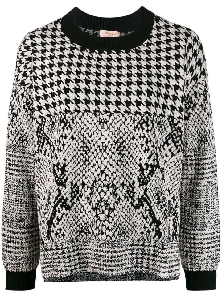 Twin-set Textured Print Jumper - Black