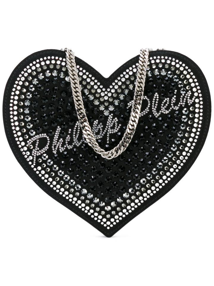 Philipp Plein - Heart Crossbow Bag - Women - Suede/other Fibres - One Size, Black, Suede/other Fibres
