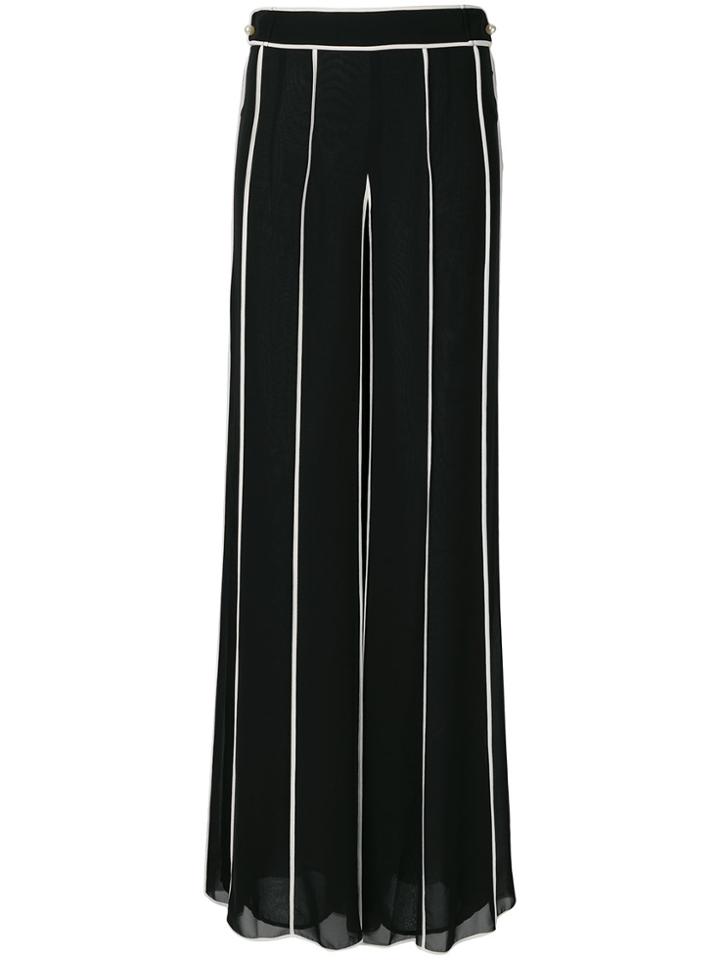 Edward Achour Paris Striped Palazzo Pants - Black