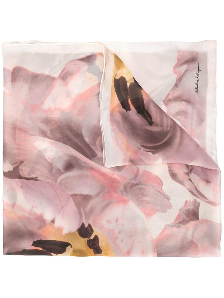 Salvatore Ferragamo Floral Print Scarf - Nude & Neutrals