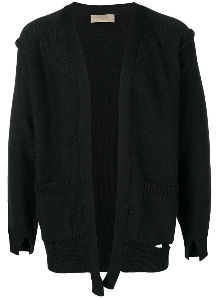 Maison Flaneur Distressed-effect Cardigan - Black