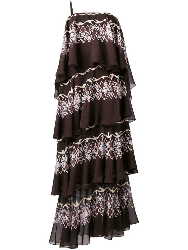 Fendi Layered Printed Maxi Dress - Brown