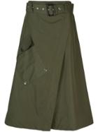 Derek Lam Belted Organic Cotton Paperbag Wrap Skirt - Green