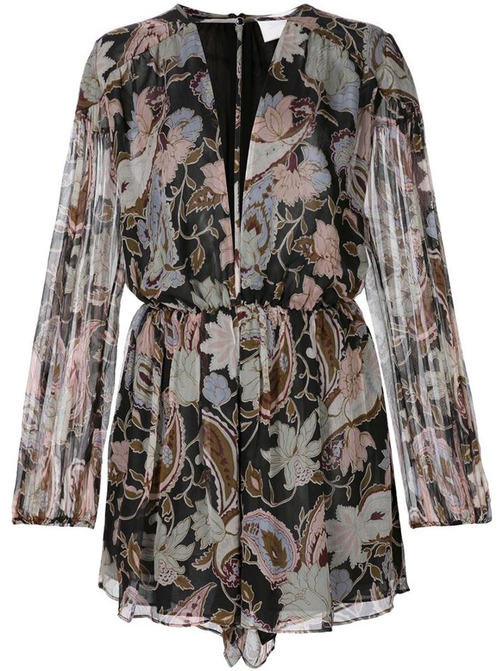 Zimmermann Printed Silk Playsuit, Women's, Size: 2, Black, Silk