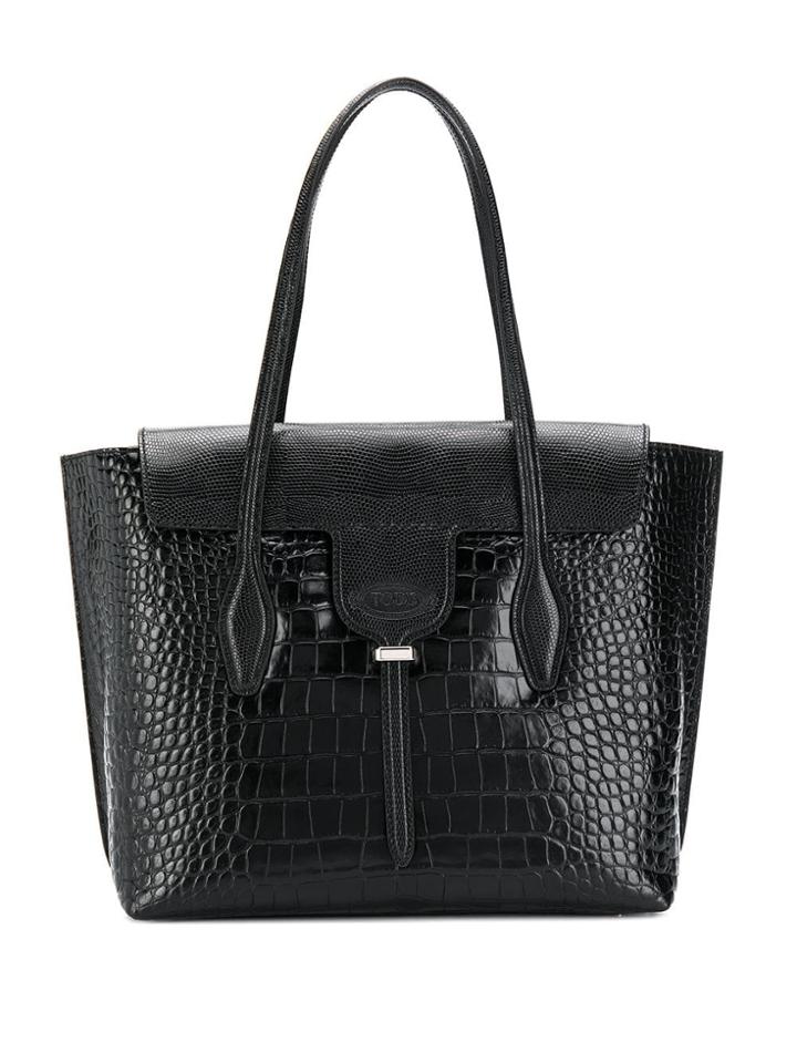 Tod's Embossed Joy Tote Bag - Black