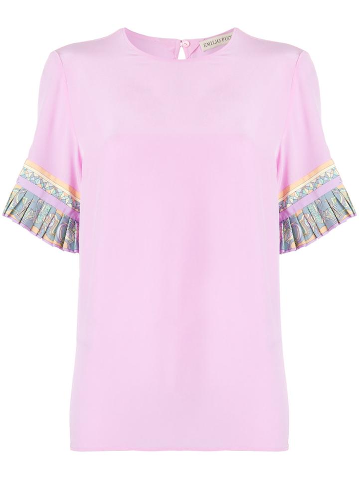 Emilio Pucci Pleated Sleeve Blouse - Pink & Purple