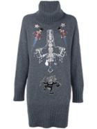 Dolce & Gabbana Oversized Embellished Jumper, Women's, Size: 40, Grey, Cashmere/polyester/polyamide/brass