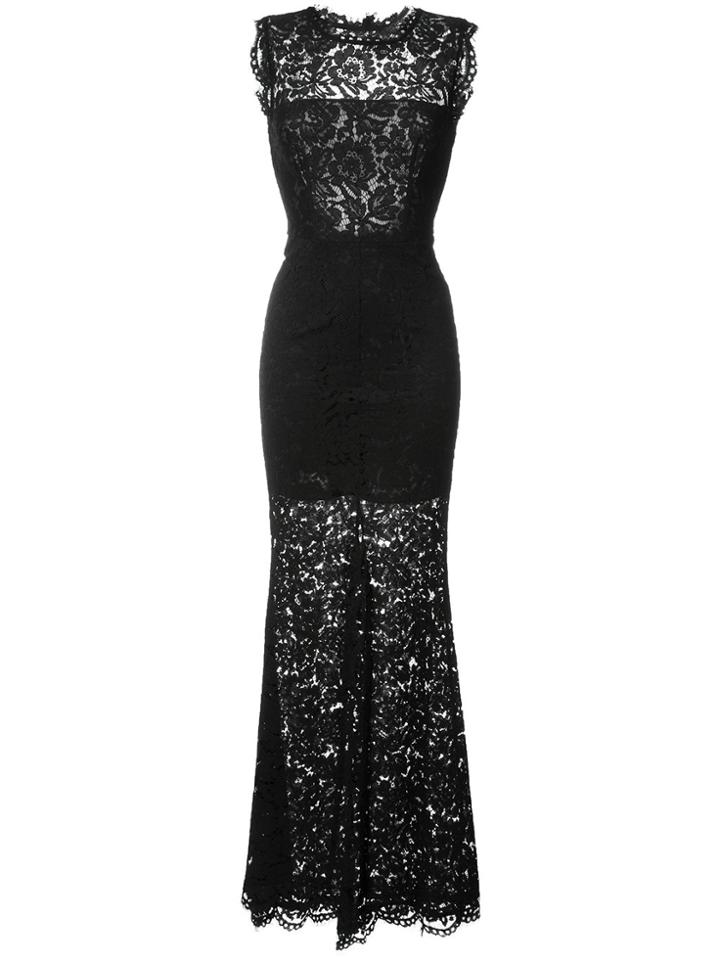 Rachel Zoe Lace Trim Long Dress - Black