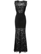 Rachel Zoe Lace Trim Long Dress - Black