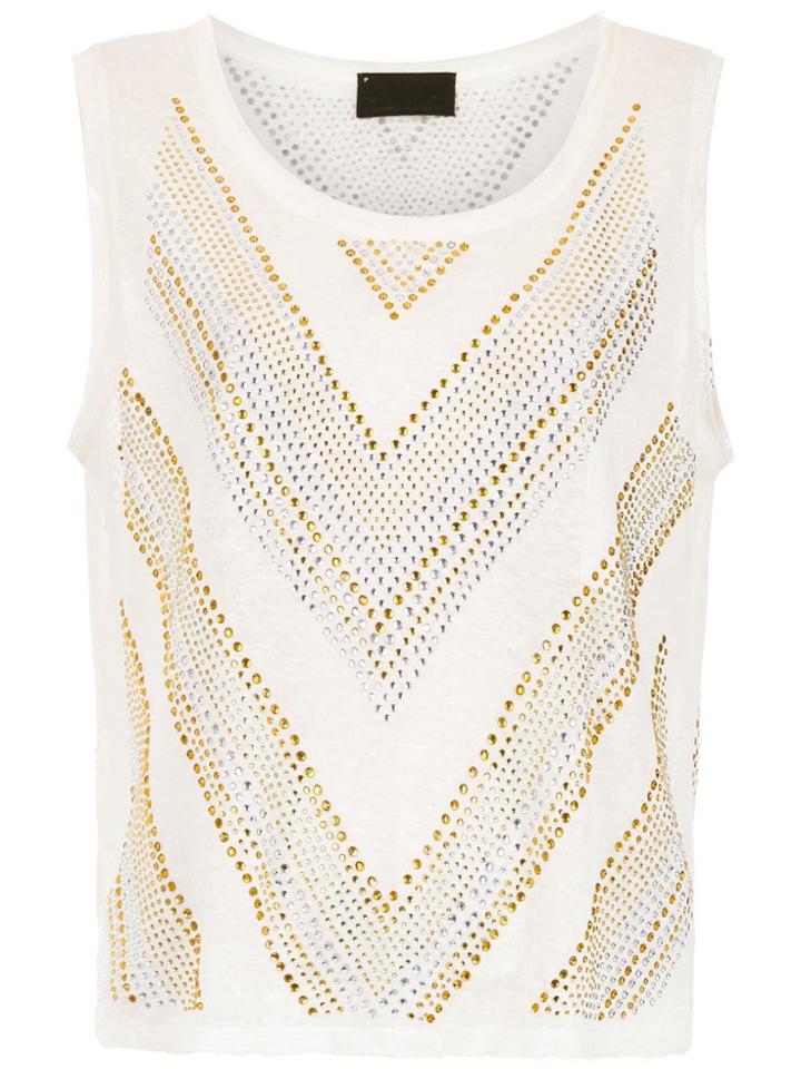 Andrea Bogosian Embellished Linen Blouse - White