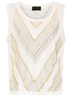 Andrea Bogosian Embellished Linen Blouse - White