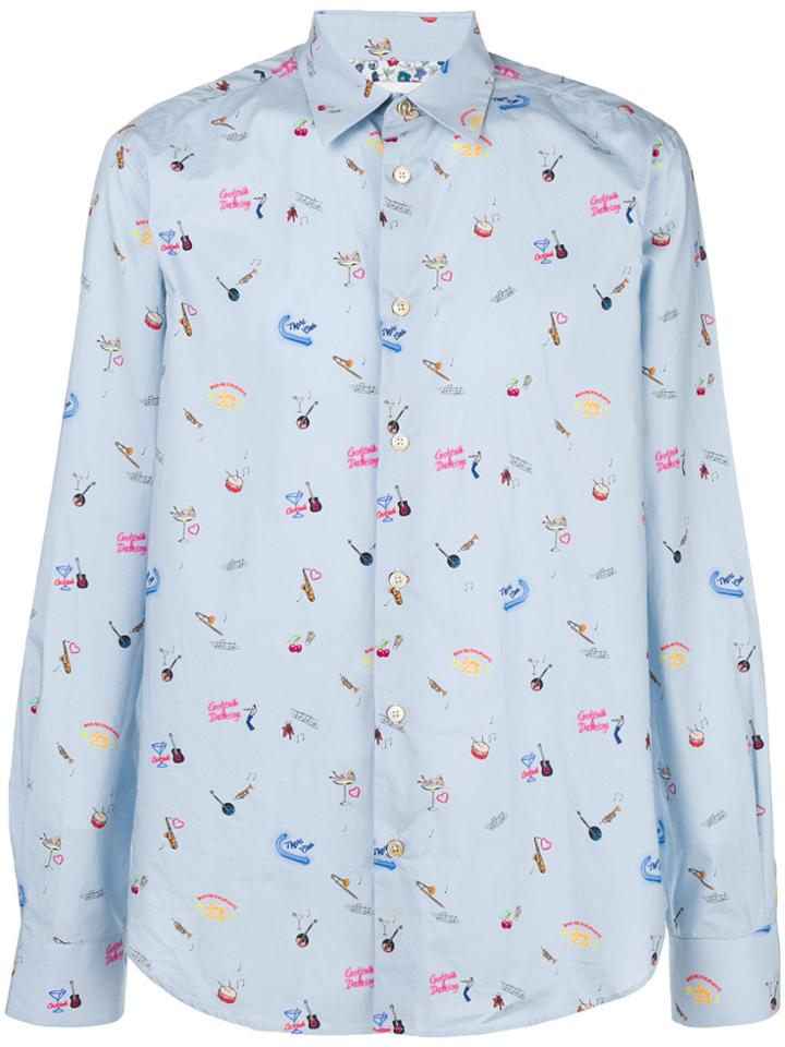 Paul Smith Travel Print Shirt - Blue