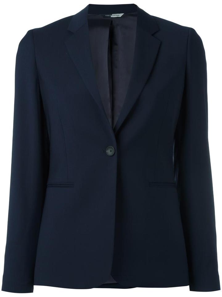 Ps By Paul Smith Single Button Blazer, Women's, Size: 42, Blue, Viscose/virgin Wool/polyamide/spandex/elastane