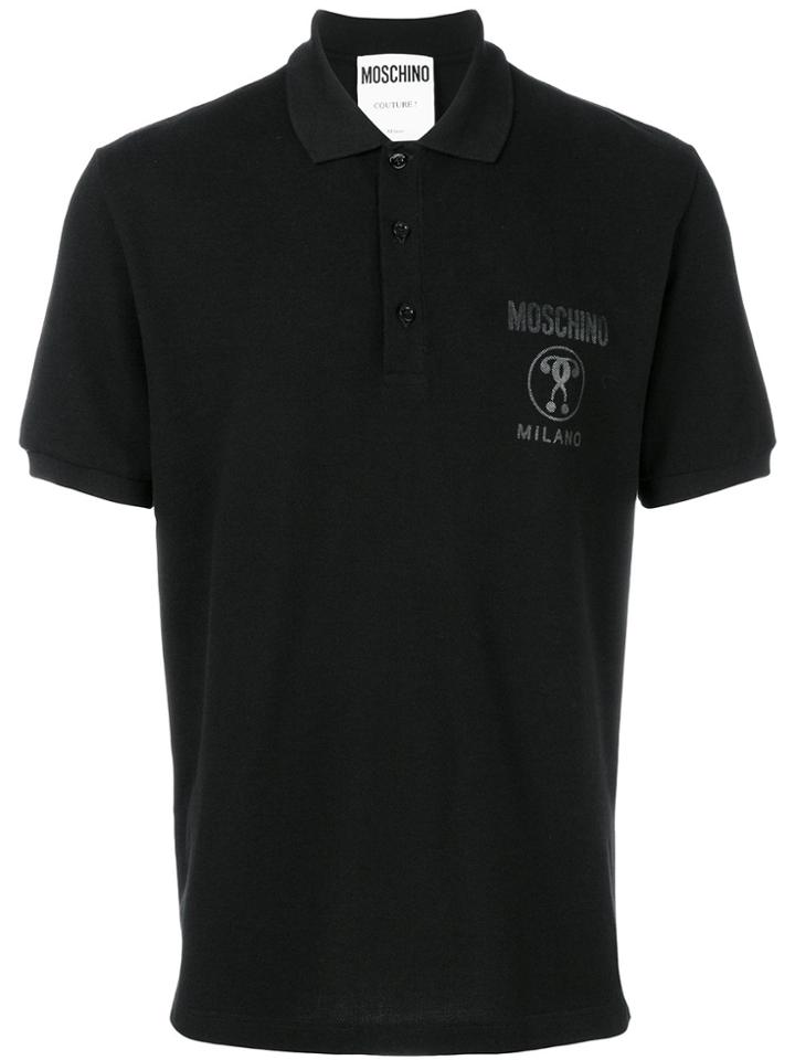 Moschino Logo Print Polo Shirt - Black