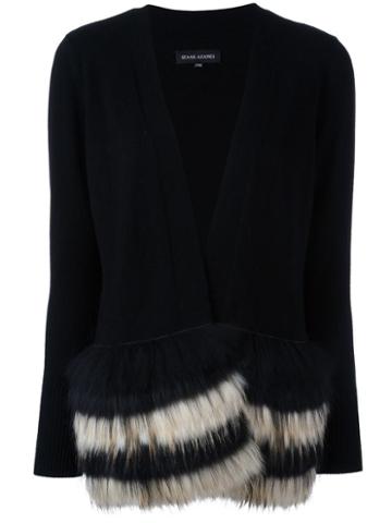 Izaak Azanei Racoon Trim Cardigan, Women's, Size: S/m, Black, Cashmere/wool/racoon Fur