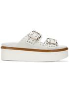 Tod's Perforated Buckled Platform Sandals - White
