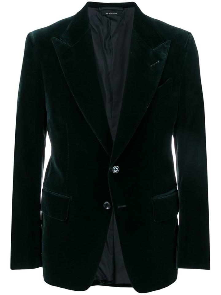 Tom Ford Velvet Single-breasted Blazer - Green