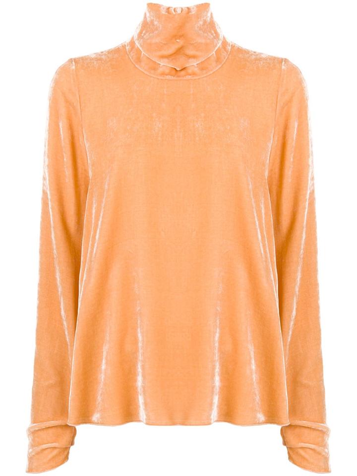 Forte Forte Turtleneck Velvet Blouse - Yellow & Orange