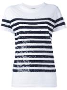 P.a.r.o.s.h. Striped Sequin Top, Women's, White, Sequin/cotton