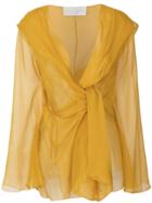 Alberta Ferretti Sheer Twist Detail Blouse - Yellow & Orange