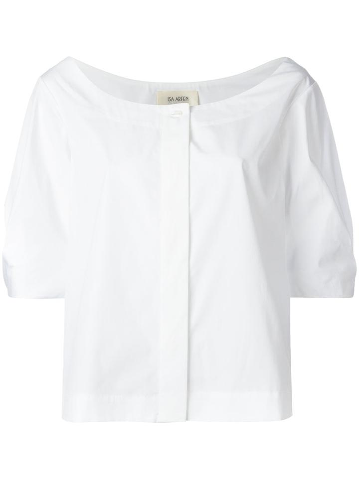 Isa Arfen Scoop Neck Shirt, Women's, Size: 12, White, Cotton