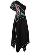 Dvf Diane Von Furstenberg Embroidered One-shoulder Ottoman Dress -