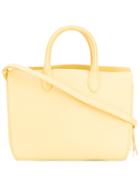 Jil Sander Embossed Logo Tote Bag, Women's, Yellow/orange, Calf Leather