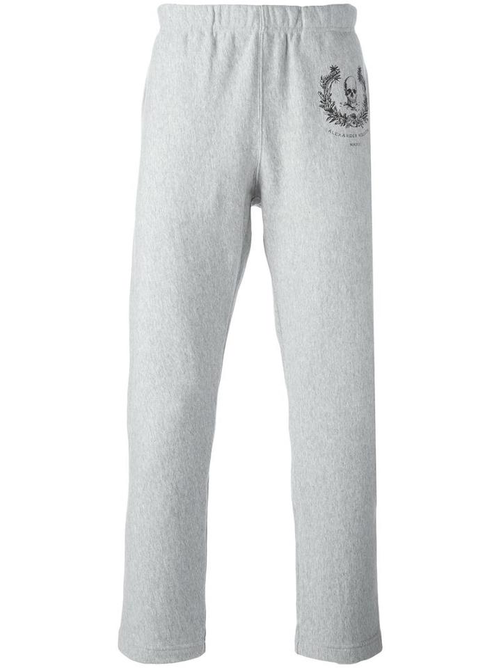 Alexander Mcqueen Skull Crest Track Pants, Men's, Size: Large, Grey, Cotton