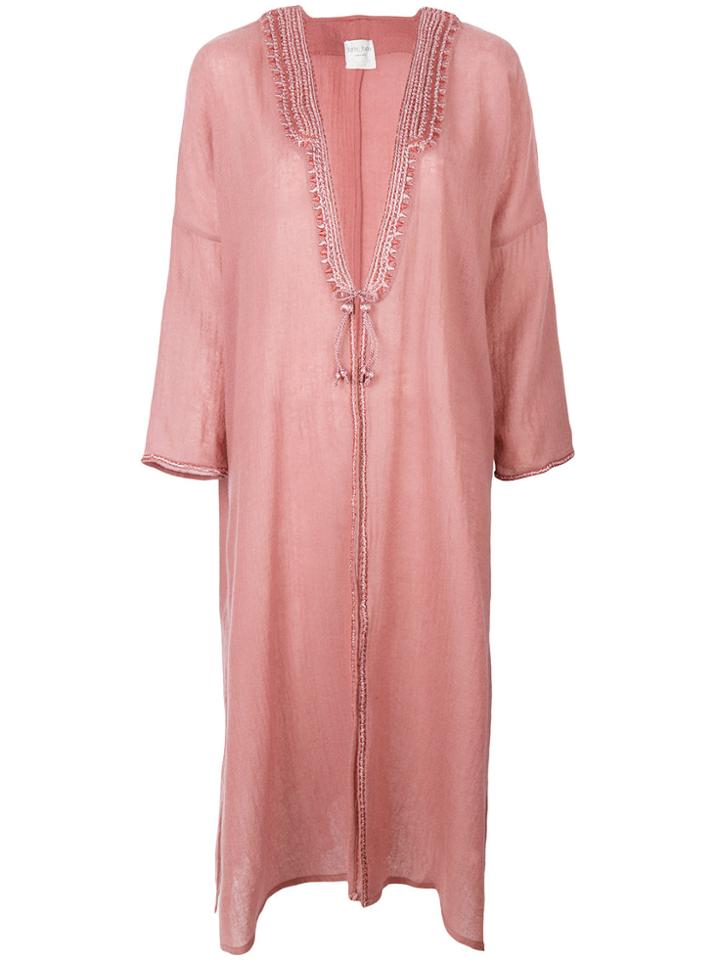 Forte Forte Embroidered Trim Coat - Pink & Purple