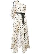 Johanna Ortiz Polka-dot Flared Frill Dress - White