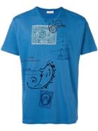 Etro Embroidered Postcard Print T-shirt - Blue