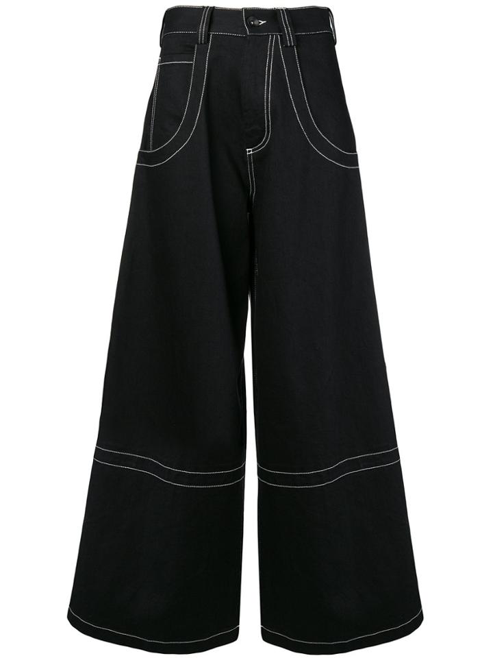 Maison Margiela Contrast Stitch Palazzo Jeans - Black