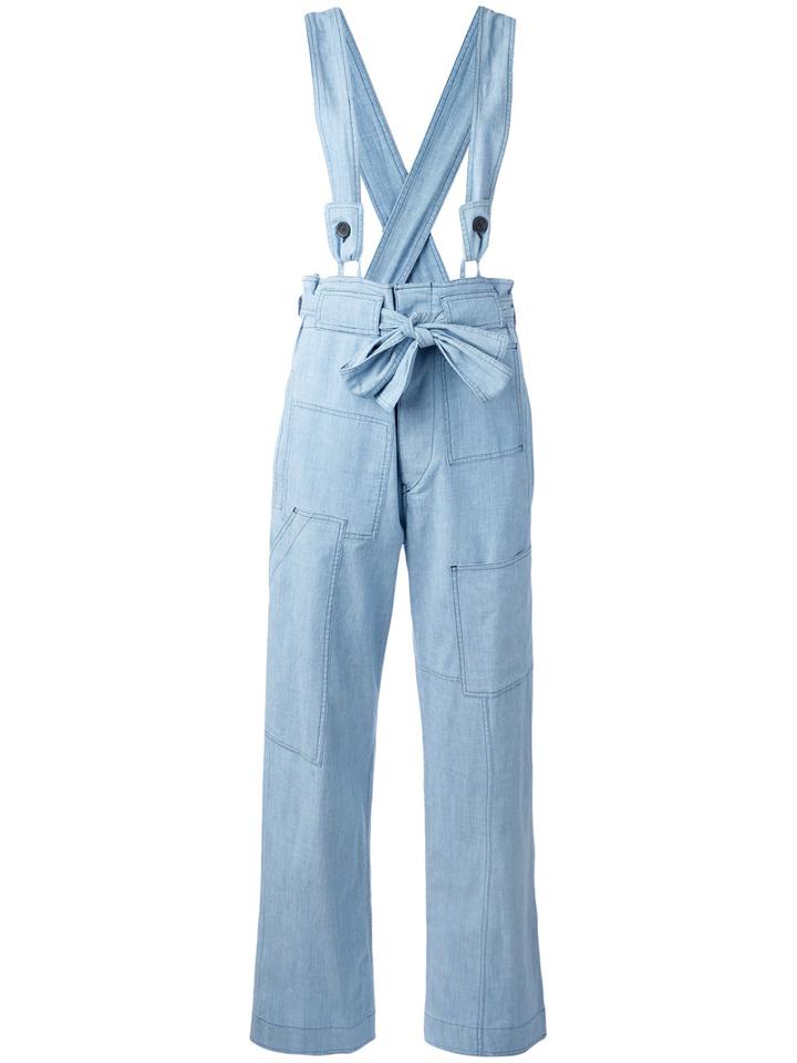 Isabel Marant Étoile - Tie-waist Dungarees - Women - Cotton/spandex/elastane - 38, Blue, Cotton/spandex/elastane