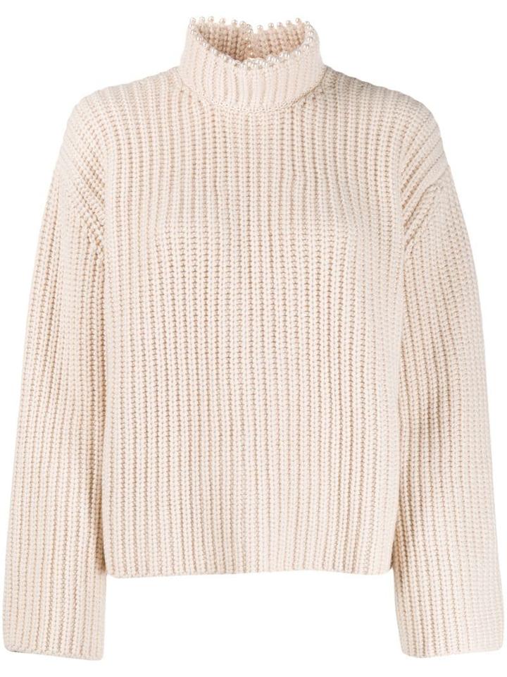 Loewe Pearl Trim Open Back Jumper - Neutrals