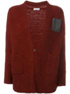 Brunello Cucinelli Contrast Panel Cardigan, Women's, Size: Large, Red, Alpaca/virgin Wool/cashmere/brass