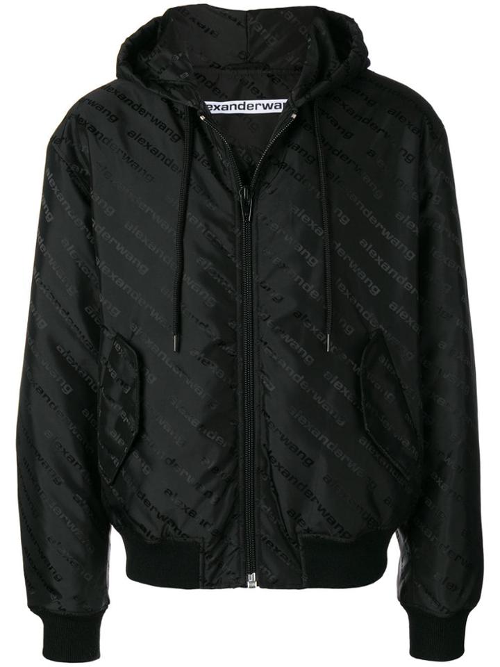 Alexander Wang Jacquard Logo Hooded Jacket - Black