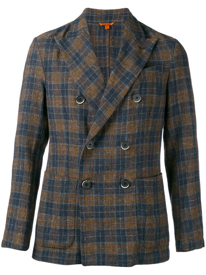 Barena - Checked Double Breasted Blazer - Men - Cotton/polyester - 46, Yellow/orange, Cotton/polyester