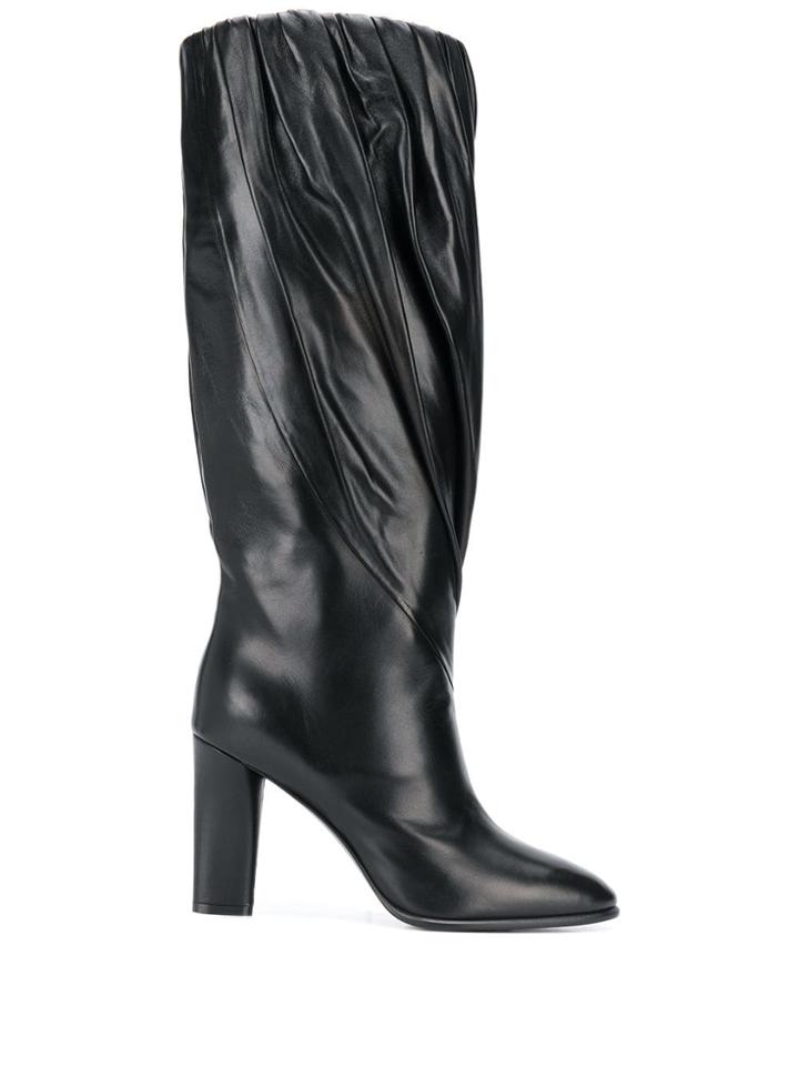 Givenchy Pleated Calf High Boots - Black