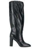 Givenchy Pleated Calf High Boots - Black