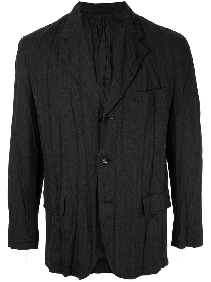 Comme Des Garçons Vintage Crinkled Pinstripe Blazer - Grey