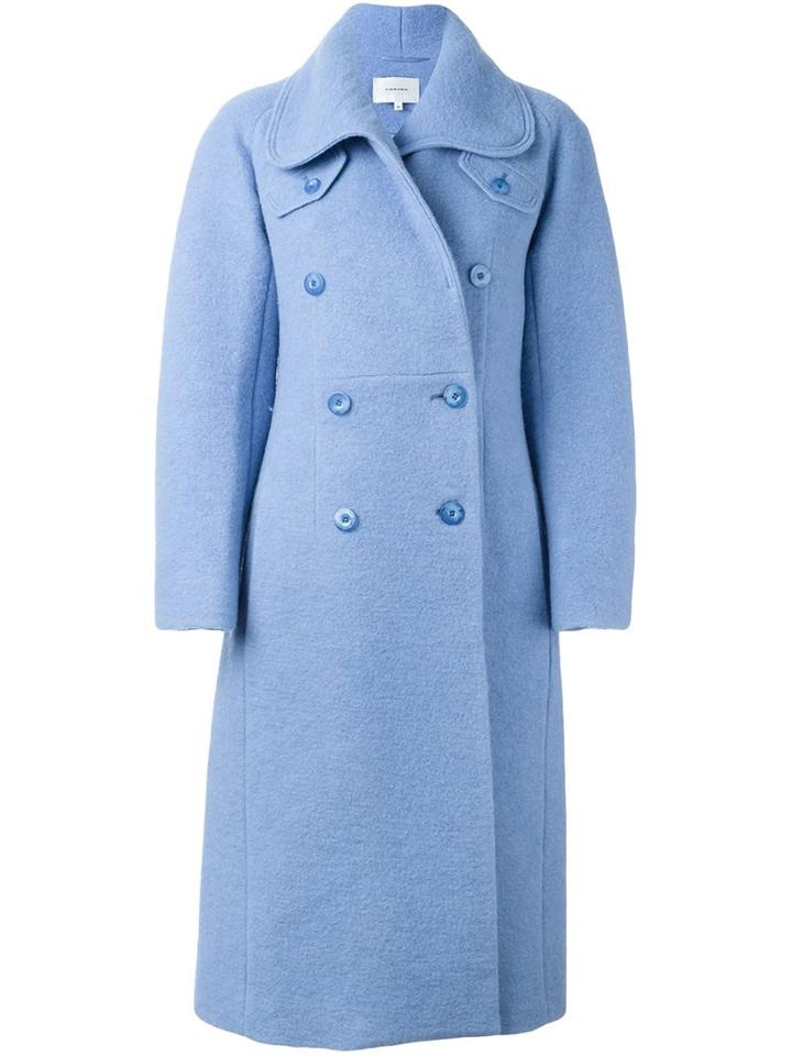 Carven Double Breasted Coat, Women's, Size: 40, Blue, Polyester/acetate/viscose/virgin Wool