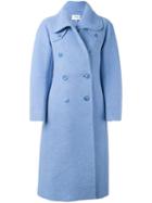 Carven Double Breasted Coat, Women's, Size: 40, Blue, Polyester/acetate/viscose/virgin Wool