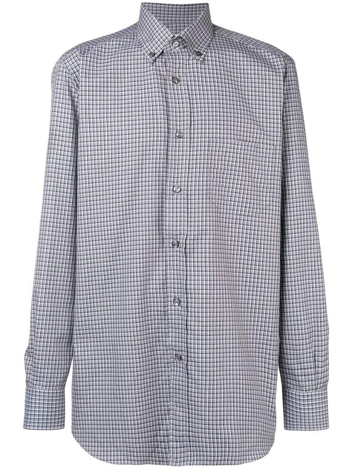 Brioni Button-down Check Shirt - Grey