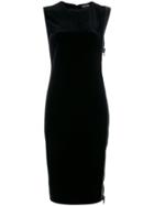 Tom Ford - Zipped Sleeve Midi Dress - Women - Silk/lamb Skin/polyester/acetate - 40, Black, Silk/lamb Skin/polyester/acetate