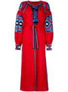 Vita Kin - Floral Motif Dress - Women - Linen/flax - One Size, Women's, Red, Linen/flax
