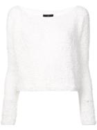 Voz Twist Cropped Sweater - White