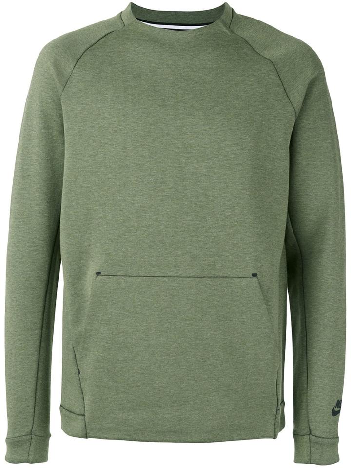 Nike Tech Fleece Crew Neck Sweatshirt, Men's, Size: Xl, Green, Cotton/polyester