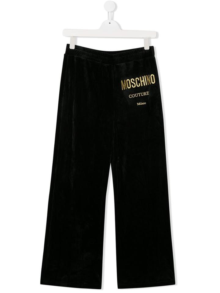 Moschino Kids Logo Wide Leg Trousers - Black